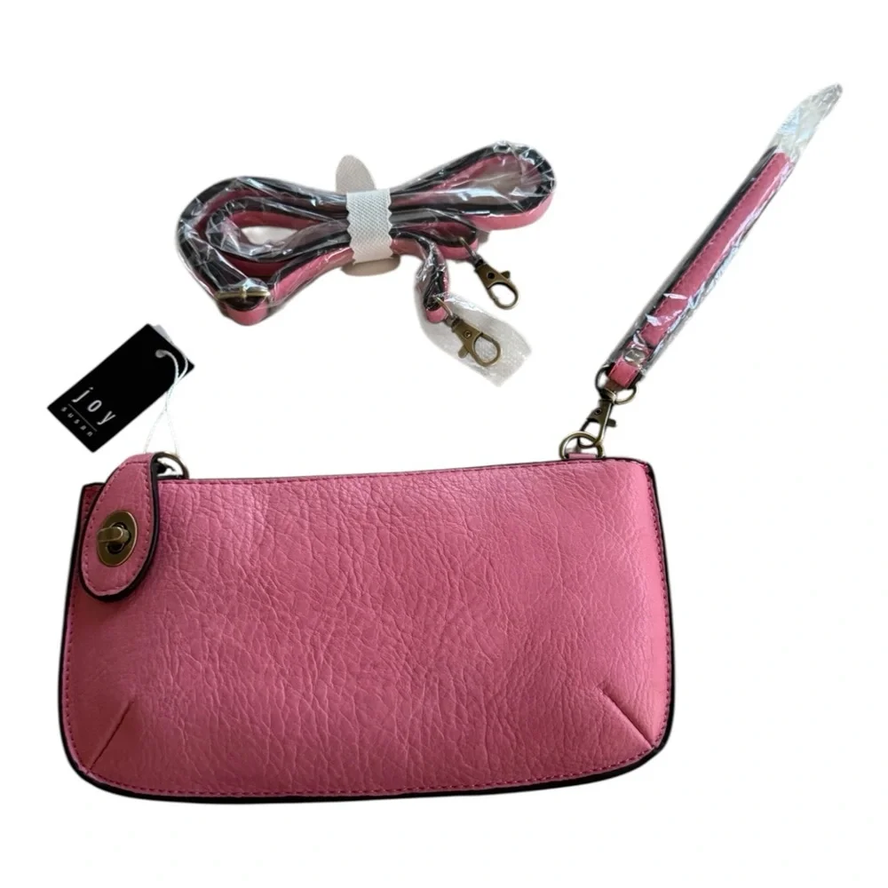 New! Joy Susan Vegan Leather Mini Crossbody Wristlet Clutch Pink Women's Bag